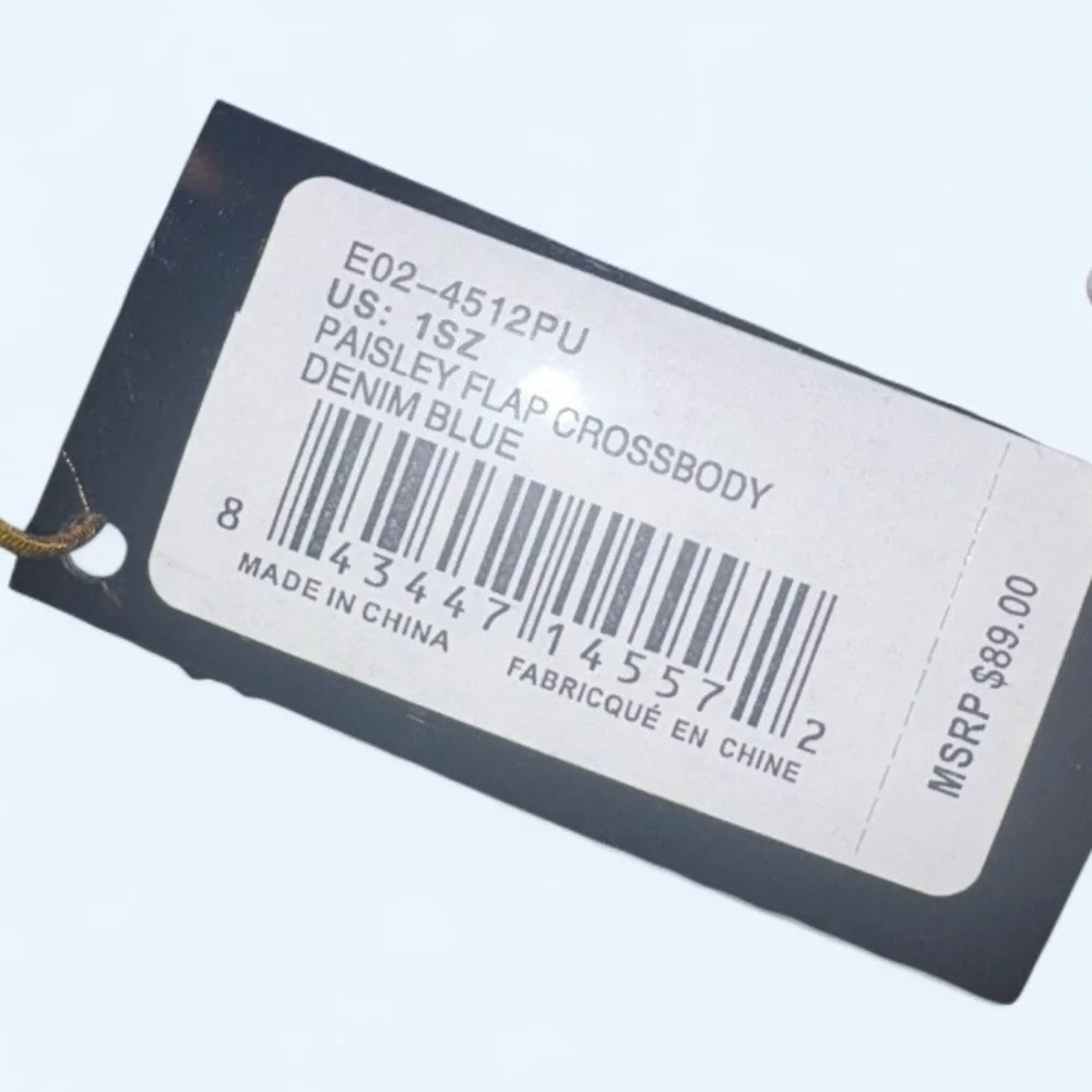 Bebe NWT Paisley Flap Crossbody Denim Blue Logo Bag Gold Chain Strap - Picture 7 of 9